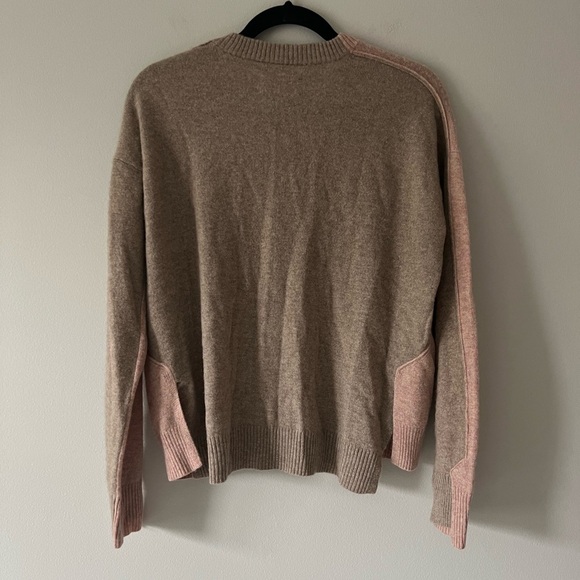 Zadig & Voltaire Gaby C 100% Cashmere Two-Tone Crew Sweater Peach Tan Size Small - Picture 3 of 5